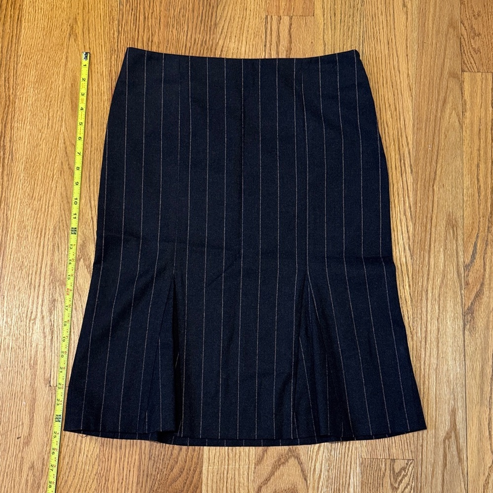 Theory Charcoal Striped Midi Skirt